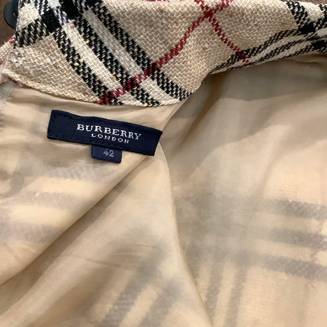 BURBERRY LONDON ノバチェック半袖ワンピース　麻絹混紡　サイズ42