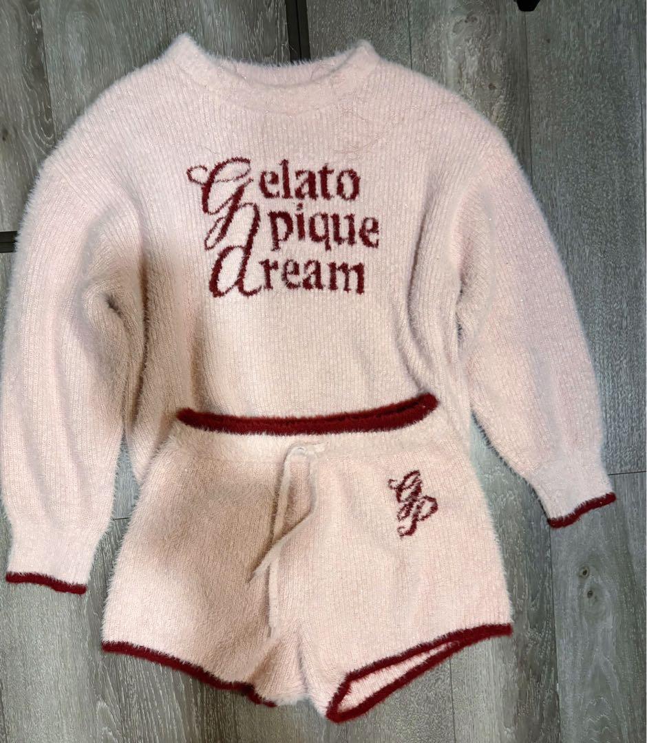 gelato pique ラメフェザー プルオーバー ショートパンツセット