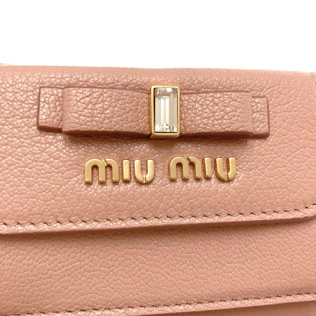 フ*ー様 【新品同様】miumiu ミニ 財布 リボン クリスタル マドラス フ