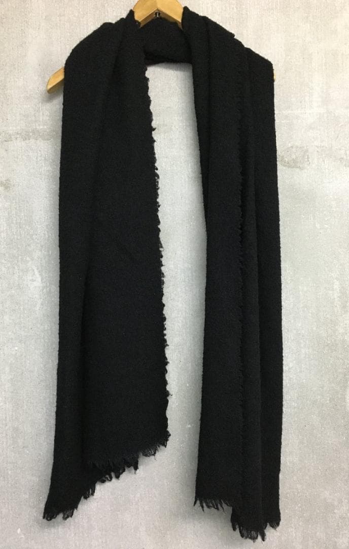 デスティン カシミア混 大判 マフラー ニット ストール 黒 巻き物