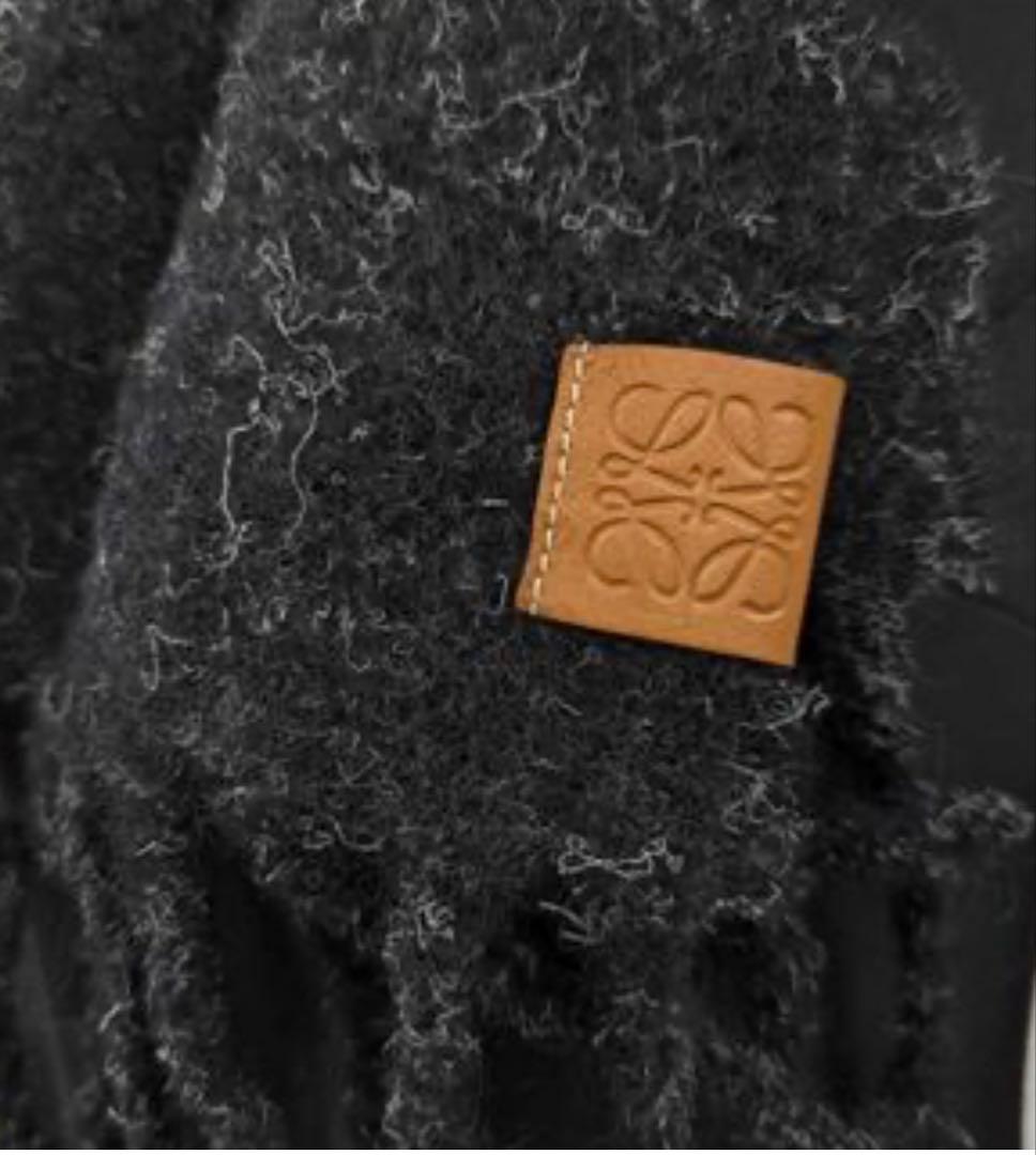 LOEWE ダークグレー マフラー ウール混紡