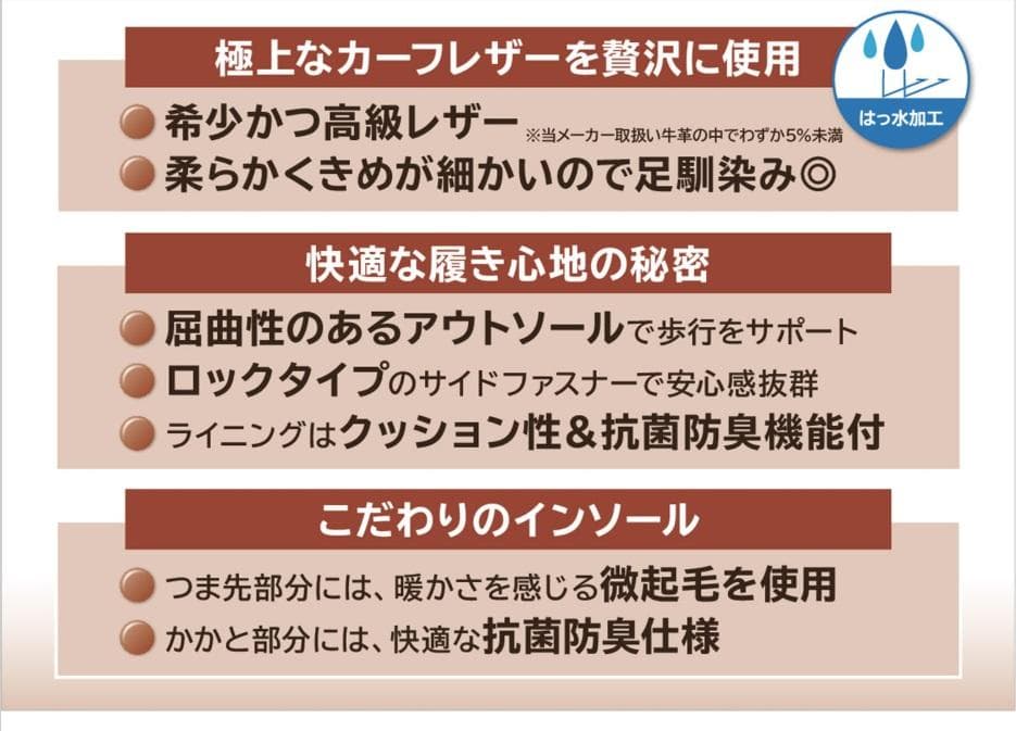【未使用】マイレ　牛革　撥水極上カーフレザーブーツ　黒　24cm　日本製