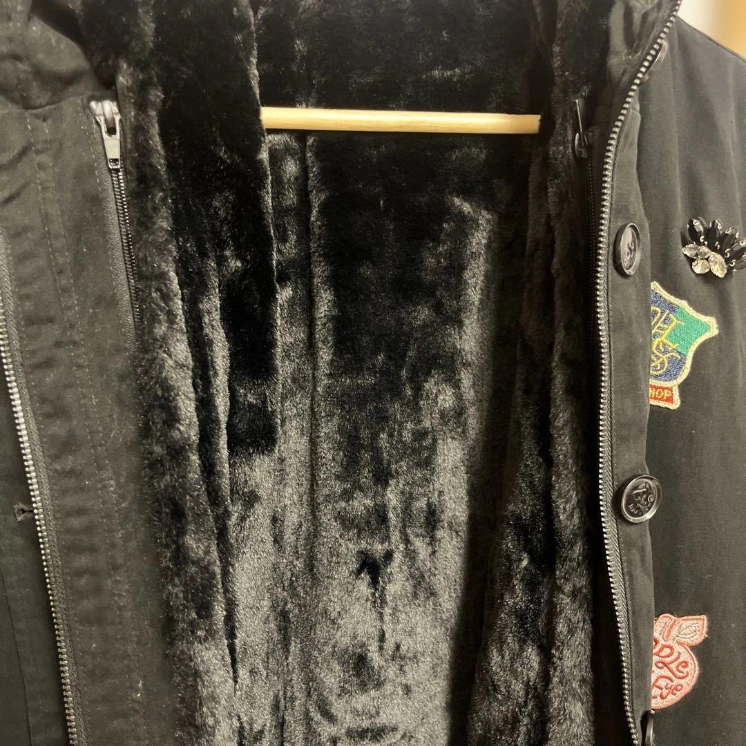 【値下げ】Desigual デシグアル　フード付き黒モッズコート　XL