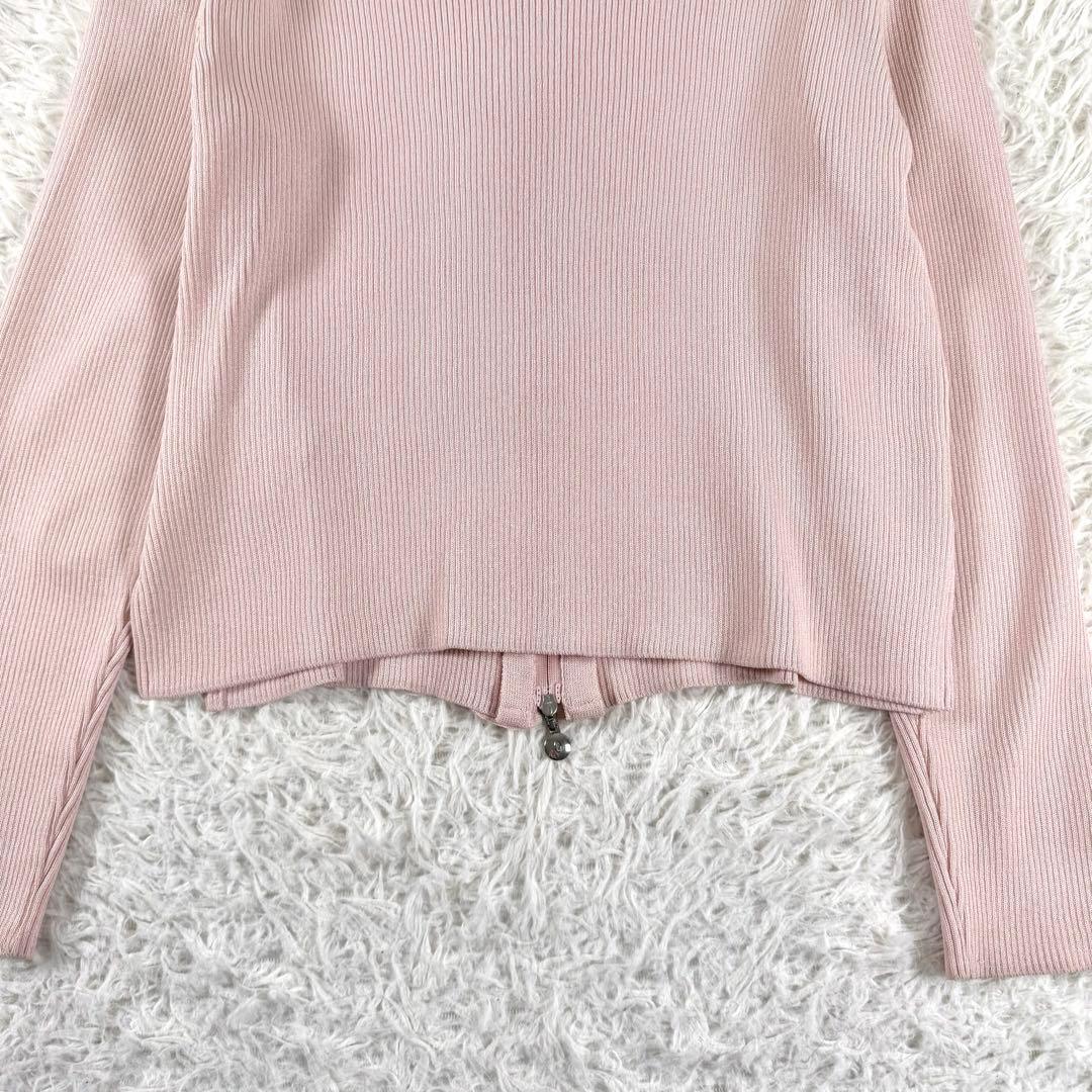 美品✨ ルネ リブ ニット カーディガン ダブルジップ パール フリル S