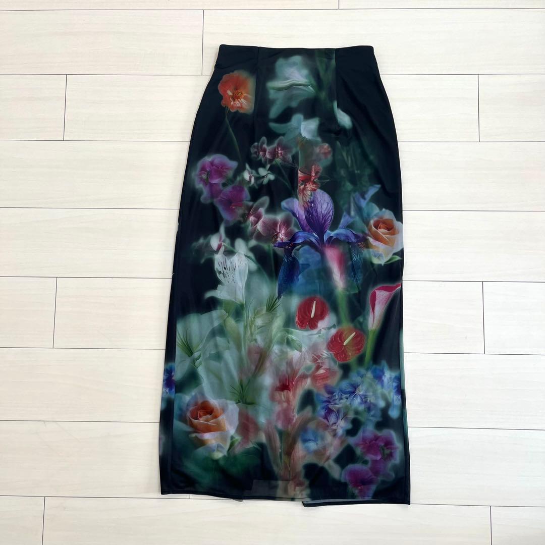 美品 Ameri SMOKE FLOWER SHEER TIGHT SKIRT