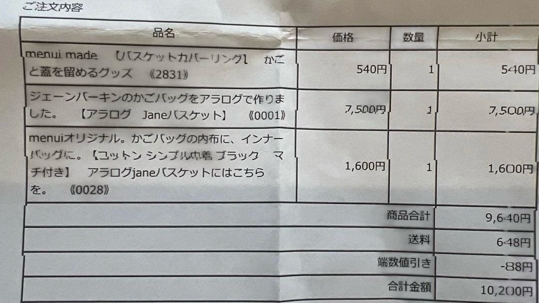 menui ジェーンバーキンのカゴバッグ
