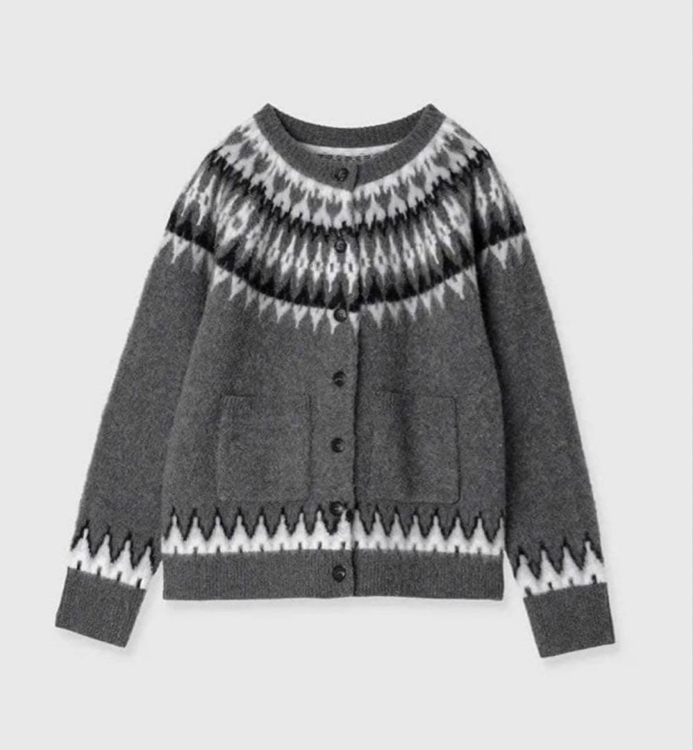 anuans ノルディック柄カーディガン グレー 美品