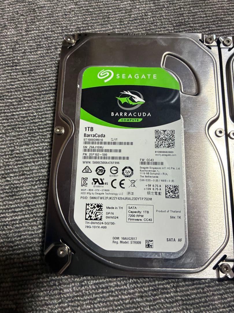 SEAGATE BarraCuda HDD 1TB 3個セット　フォーマット済み