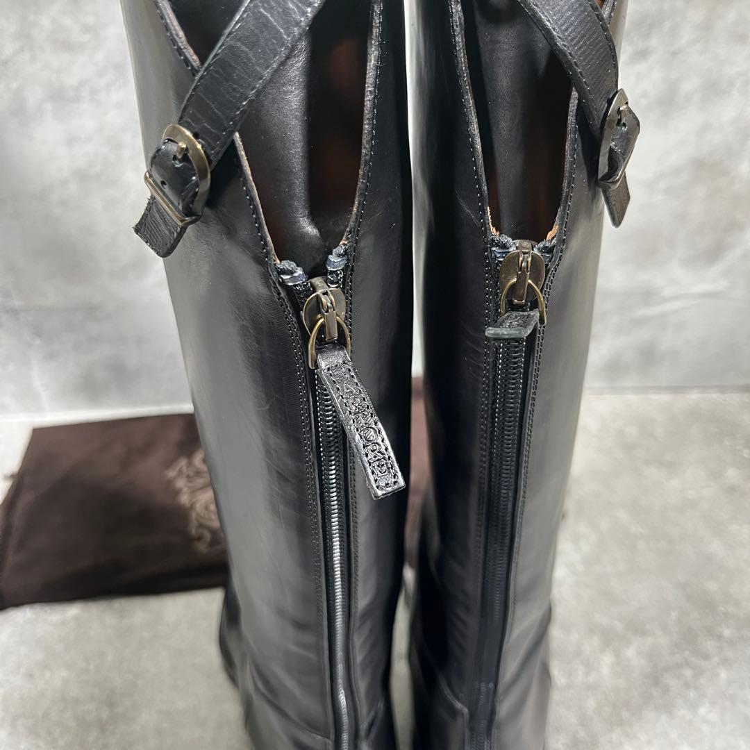 SARTORE Paris ジョッキーブーツ　36.5 クロスベルトロングブーツ