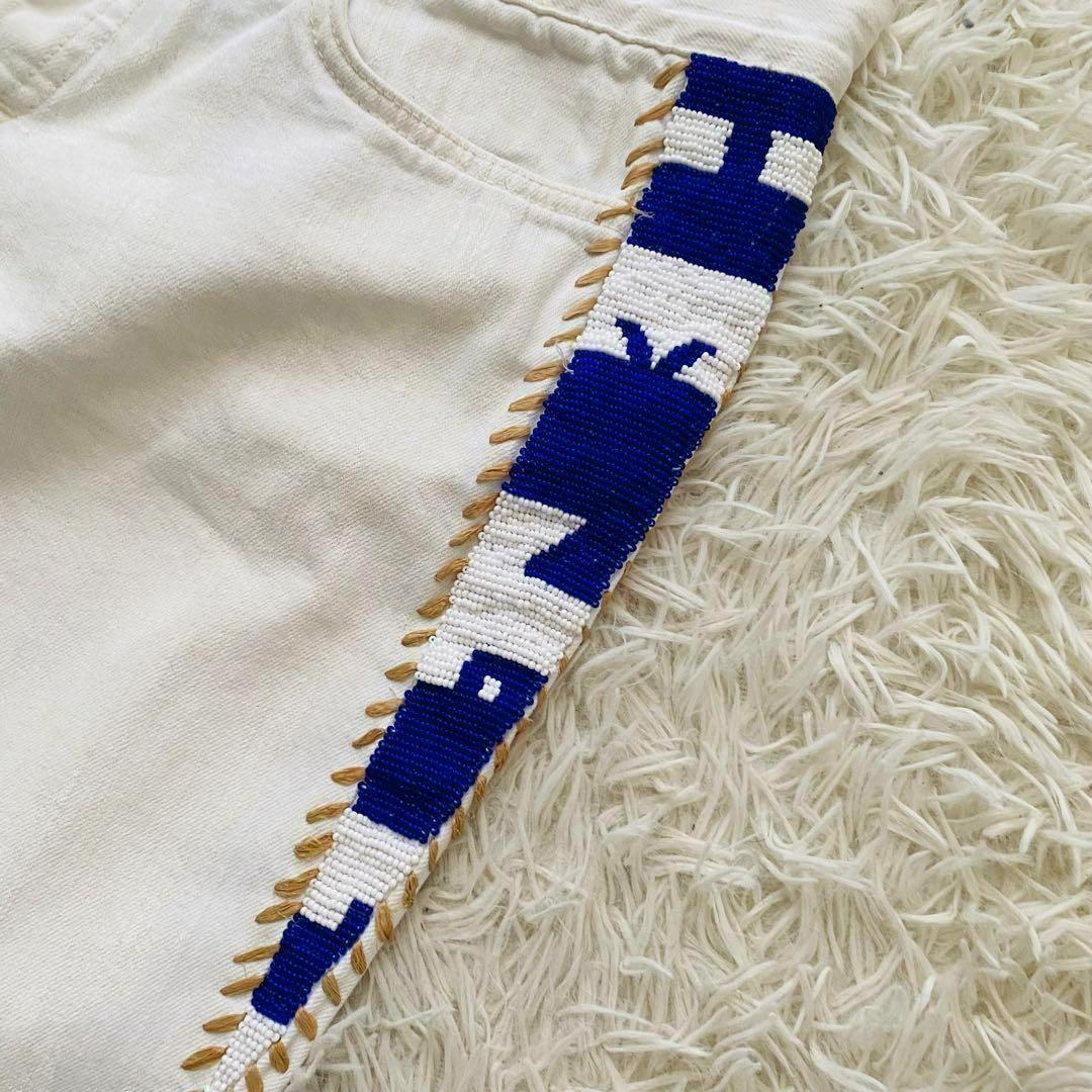 希少 ラルフローレン 90's ビジュー刺繍 ホワイトデニムパンツ ヴィンテージ