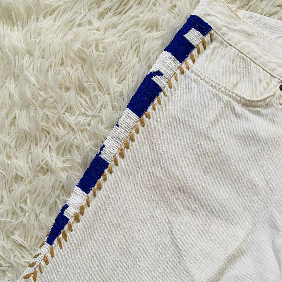 希少 ラルフローレン 90's ビジュー刺繍 ホワイトデニムパンツ ヴィンテージ