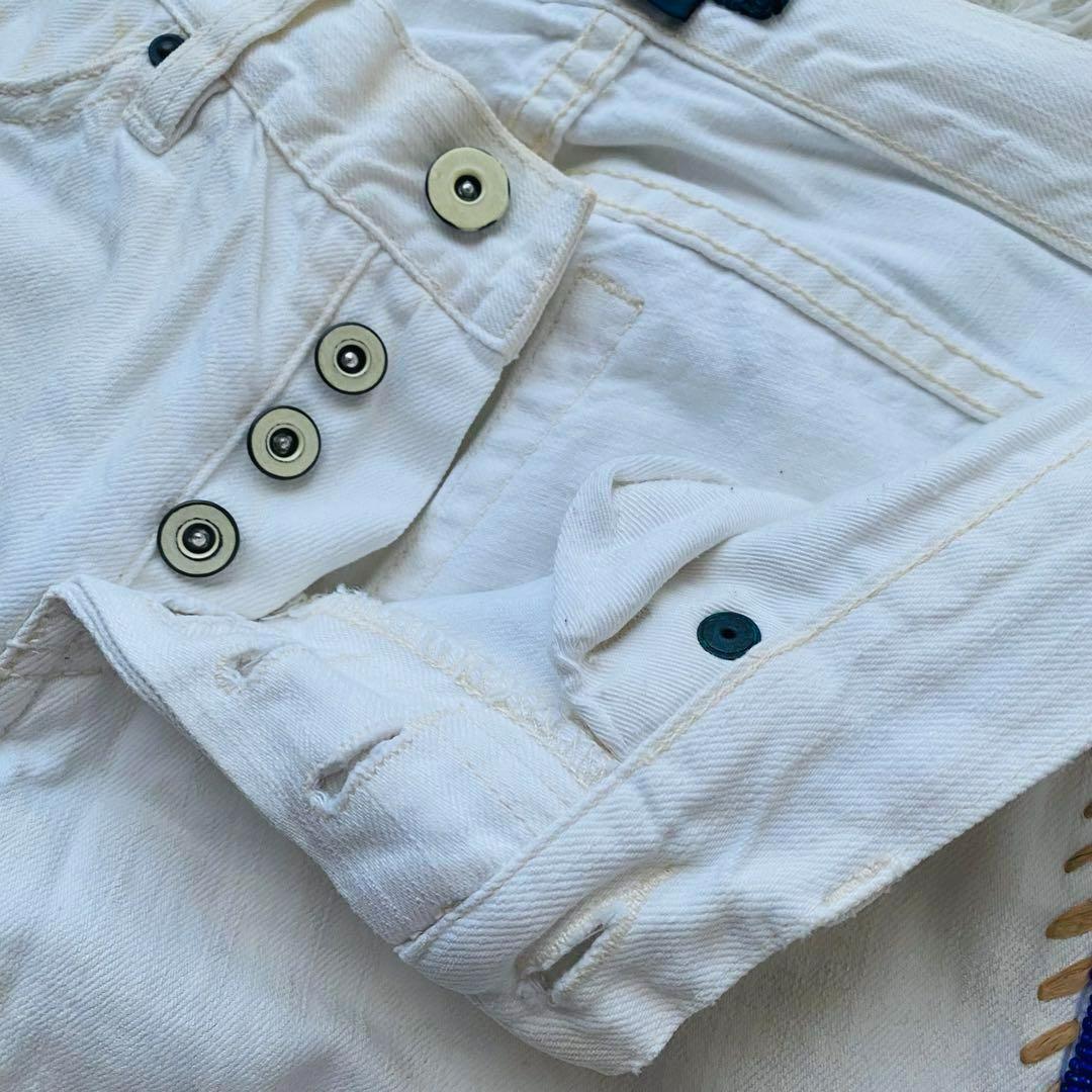 希少 ラルフローレン 90's ビジュー刺繍 ホワイトデニムパンツ ヴィンテージ