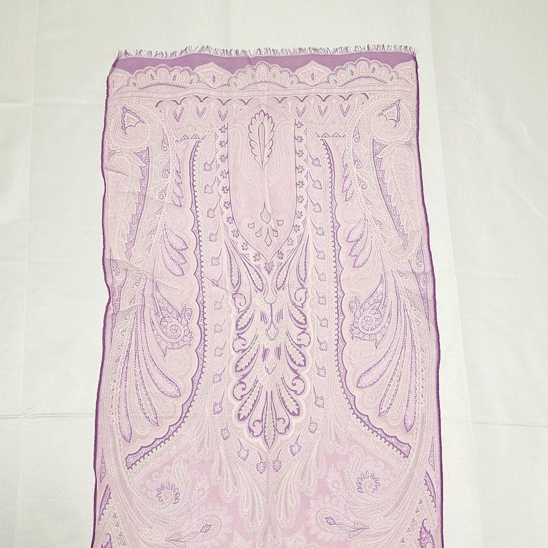 ETRO エトロ ストール シフォン ペイズリー柄 シルク パープル.