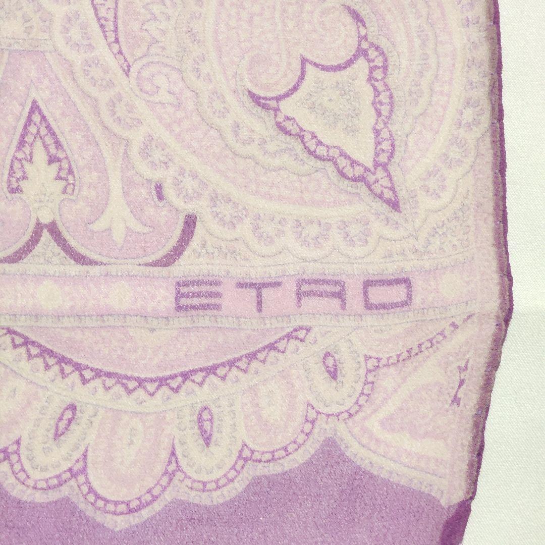 ETRO エトロ ストール シフォン ペイズリー柄 シルク パープル.