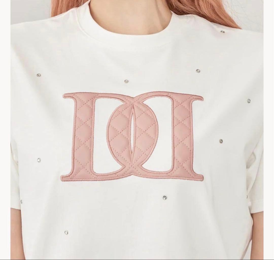 Darich ダーリッチ キルティングアップリケビジューTシャツロゴ入り
