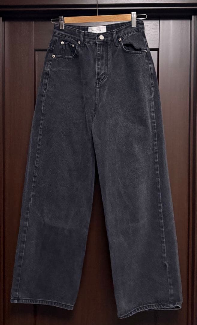 Na.e Wide Loose Jeans Black Mロング丈