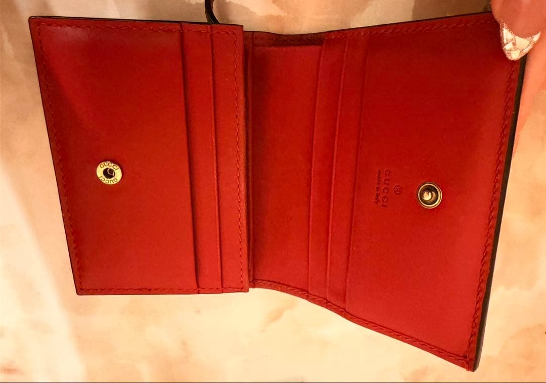 【✨極美品✨】GUCCI チェリー装飾 ビジュー欠無し二つ折り財布