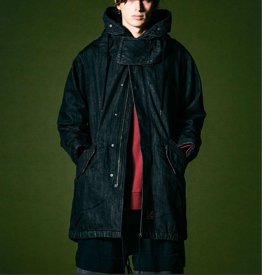 【完売品】glamb デニムハイネックモッズコート　M ブラック