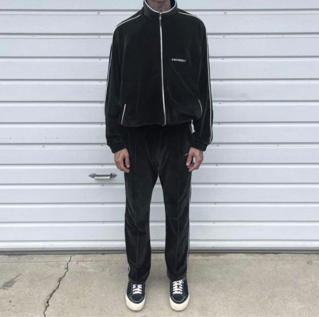 ASKYURSELF アスクユアセルフ　ベルベット トラックパンツ ベロアパンツ