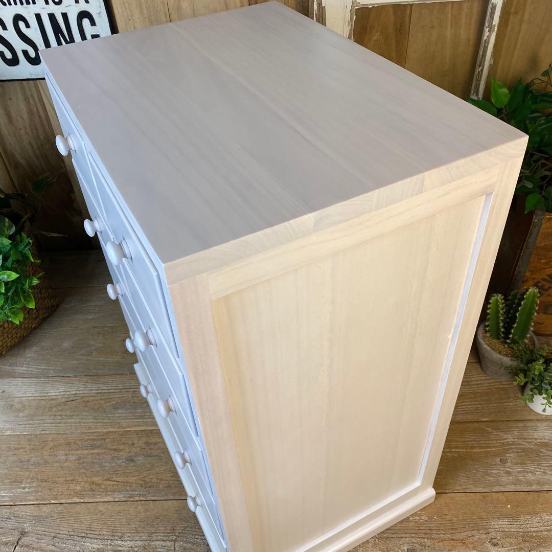 訳あり品！【133】木製多引き出し桐チェストタンスDホワイト48㎝×65㎝収納