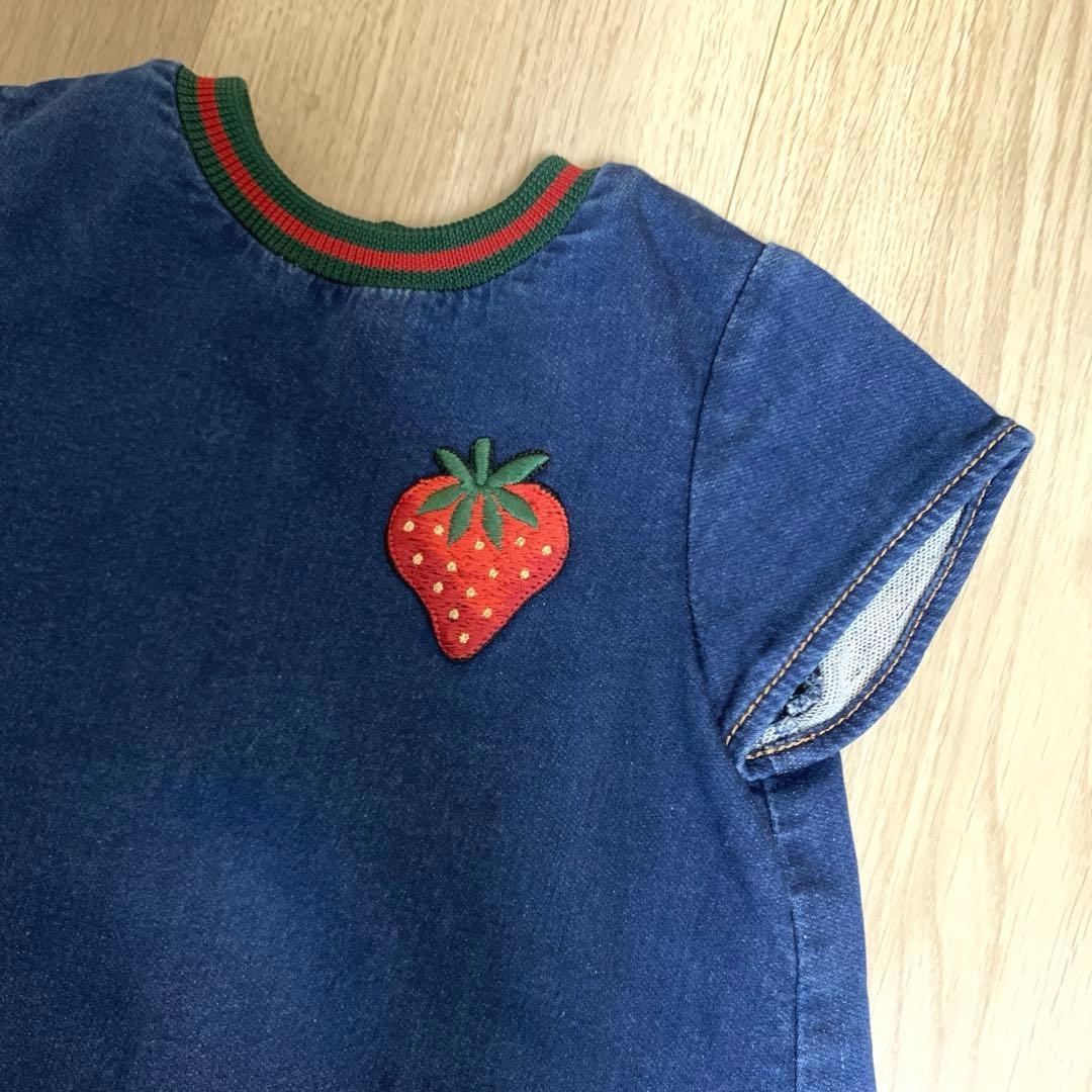 GUCCI ベビー ワンピース12-18m 80cm デニム　イチゴ