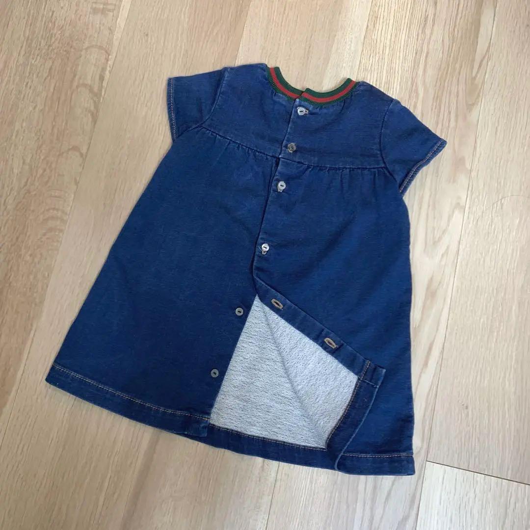 GUCCI ベビー ワンピース12-18m 80cm デニム　イチゴ