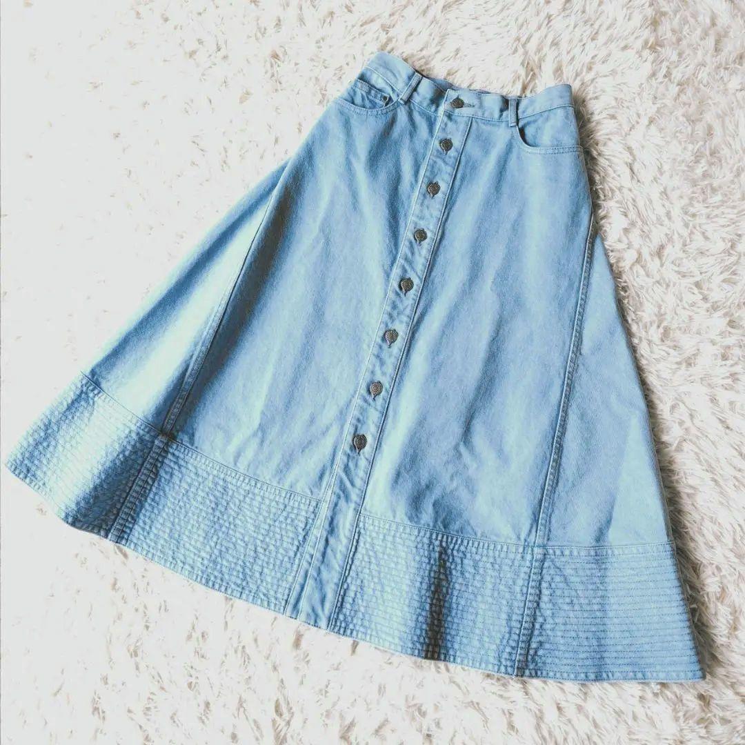 最終値下げ Drawer ドゥロワー デニム ドレープスカート ライトブルー S