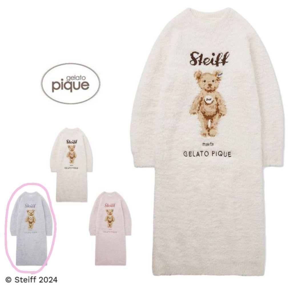 新品 ジェラピケ Steiff ワンピース ブルー ジェラートピケ
