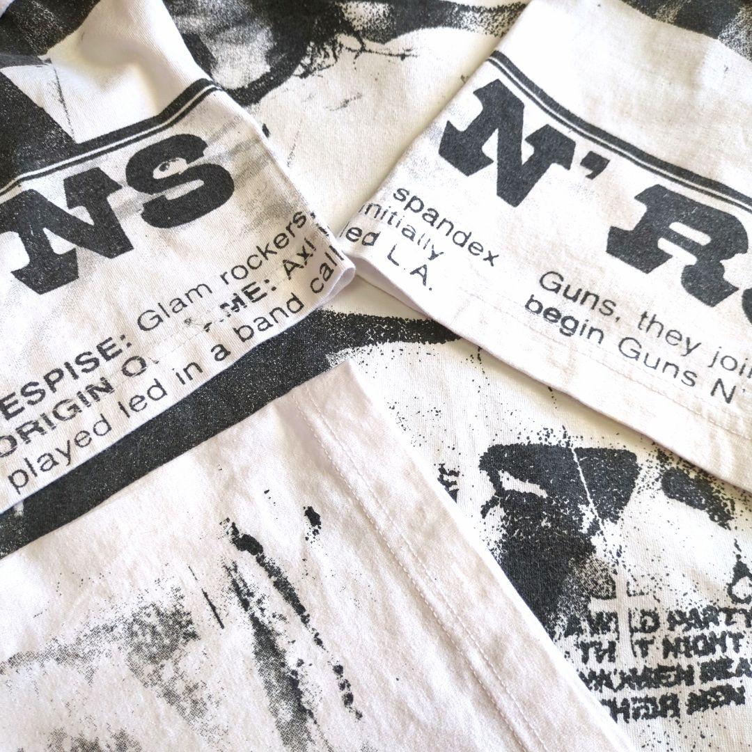 90s 古着 ガンズアンドローゼス 半袖 Tシャツ 総柄 プリント 両面刺繍