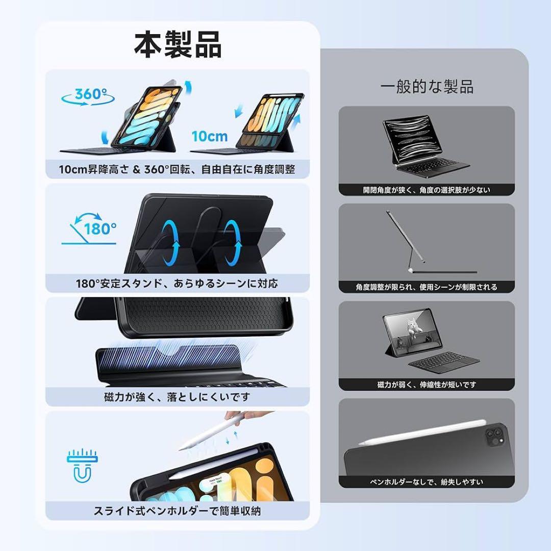 【極美品】iPad 第10世代/11インチ キーボード360度回転・昇降式