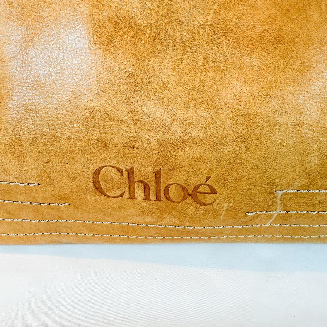 クロエ Chloé 本革 レザーボストンバッグ 大容量 ベージュ 鍵付 中古