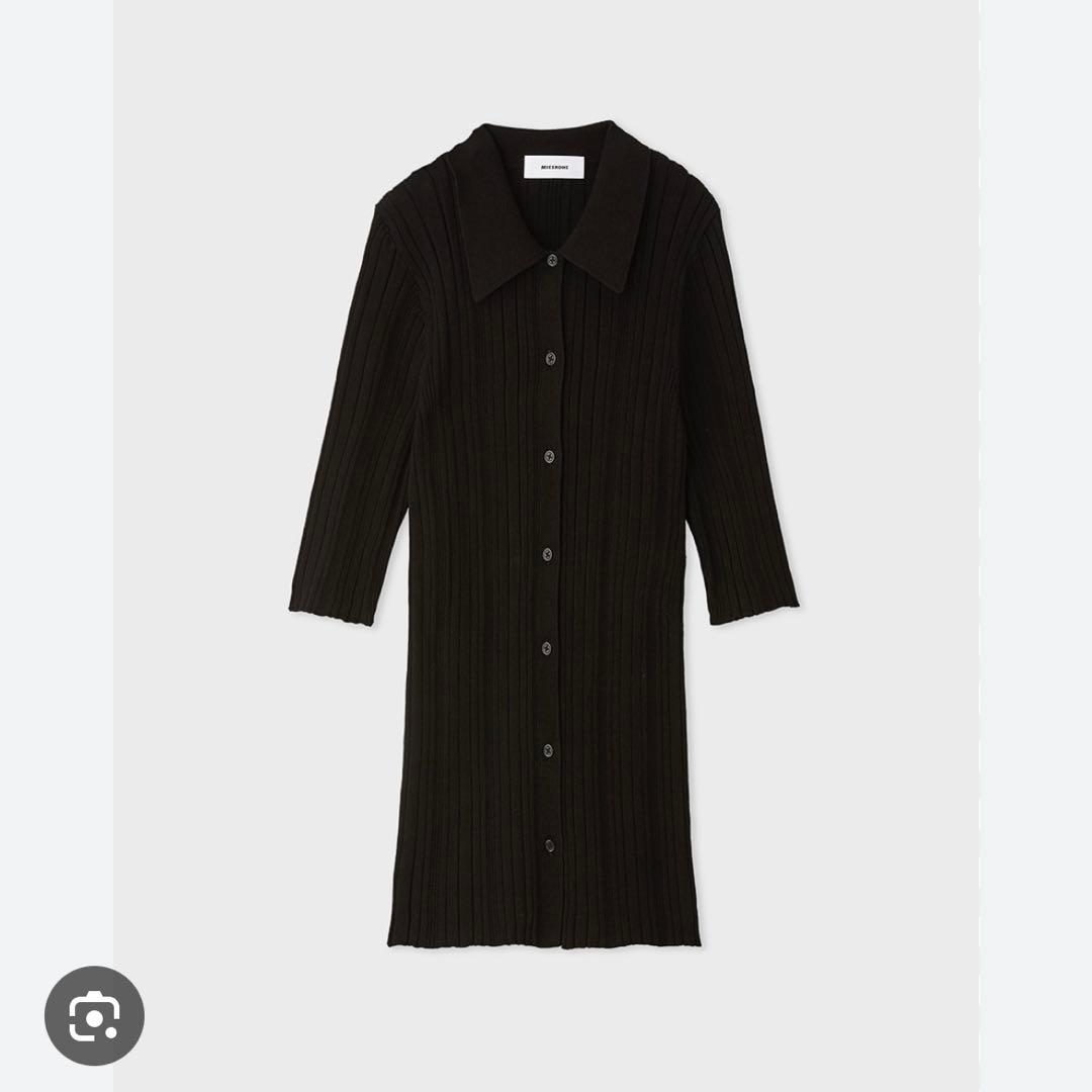 kiyoミースロエ　ランダムリブニットポロカーディガン　ブラック　ZARA