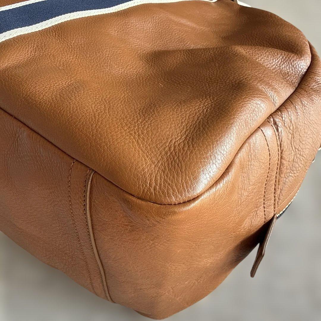 COACH コーチ ボストンバッグ レザー ブラウン×ネイビー