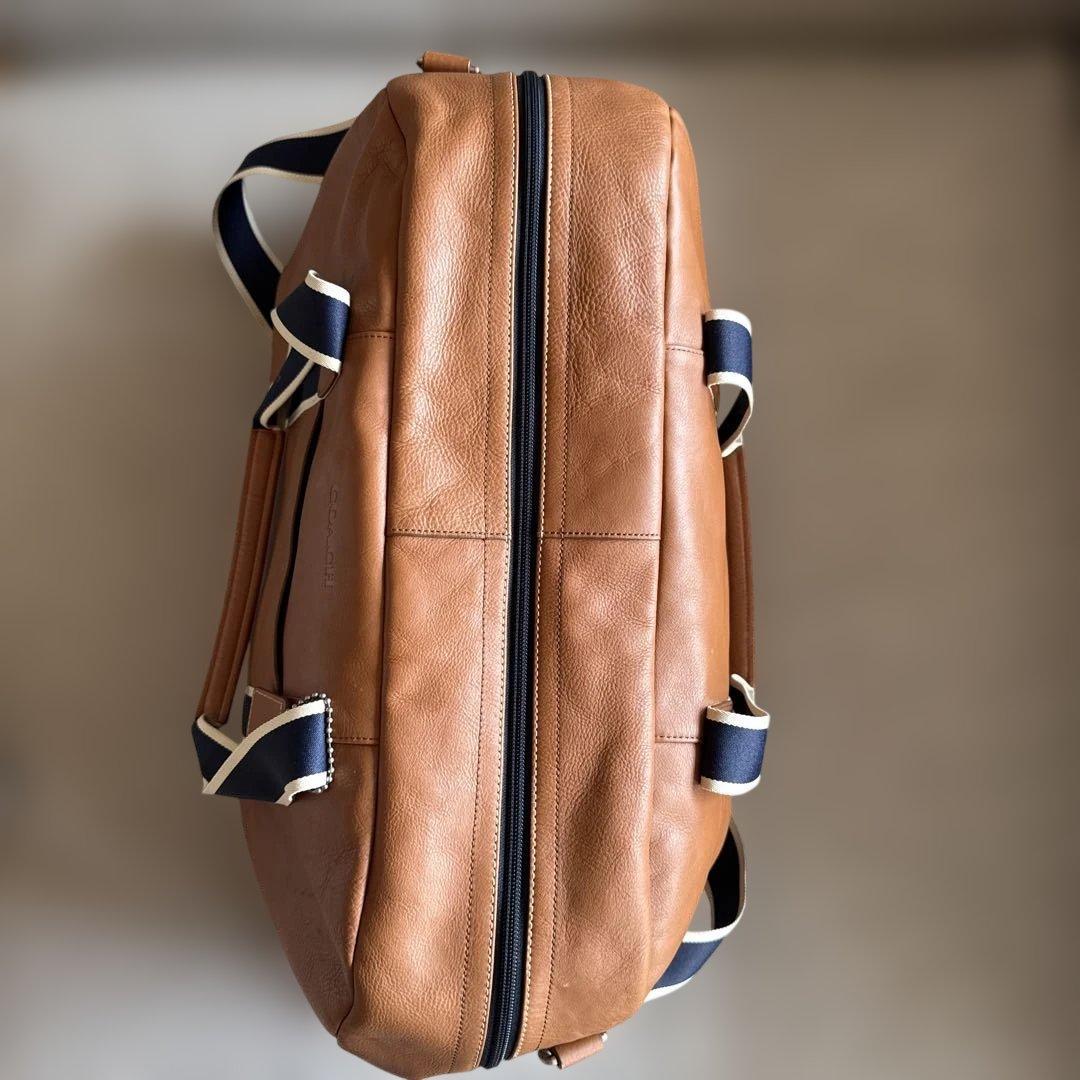 COACH コーチ ボストンバッグ レザー ブラウン×ネイビー