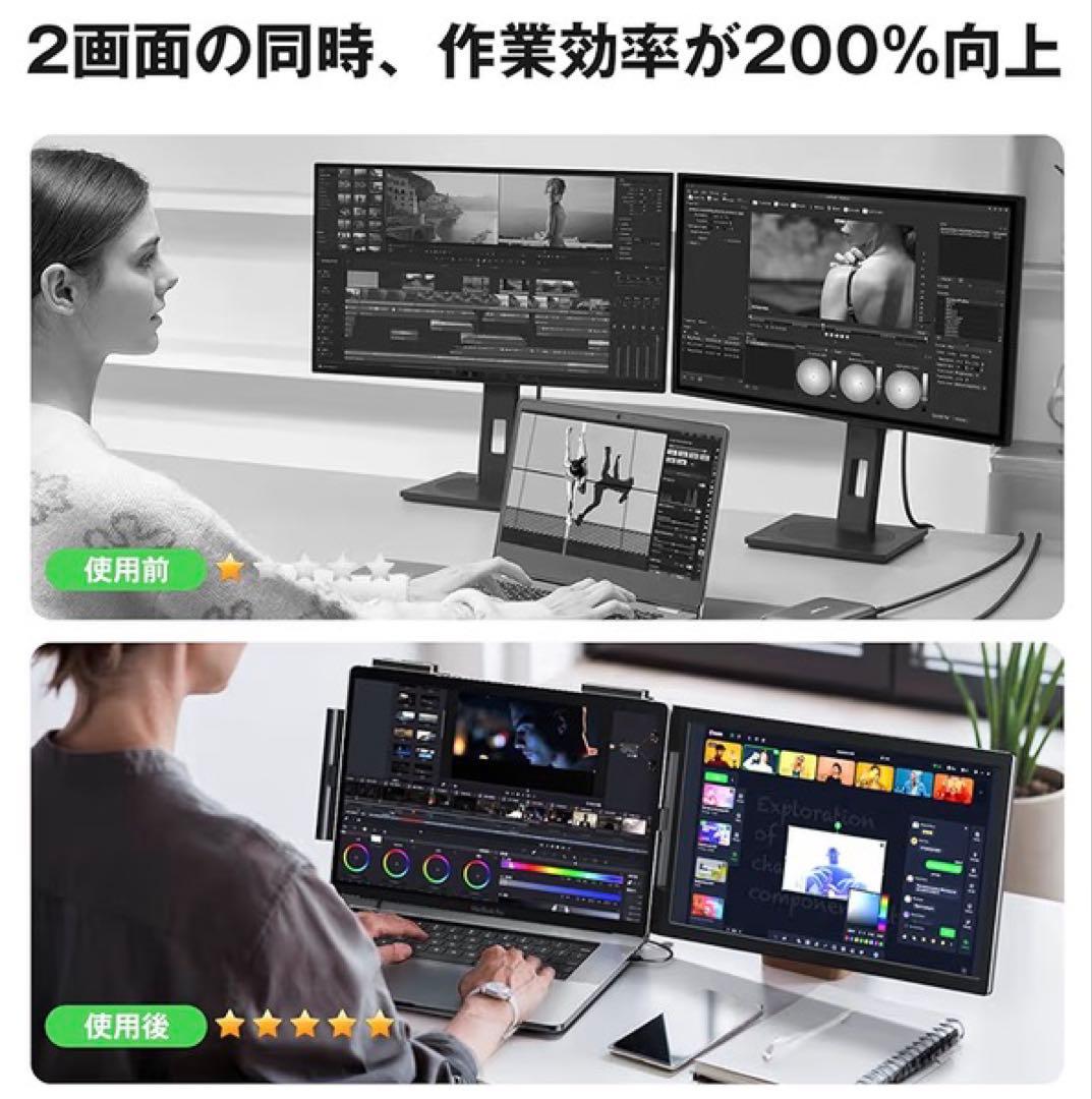 デュアルディスプレイ ダブルモニター 100%sRGB 超広色域 14インチ