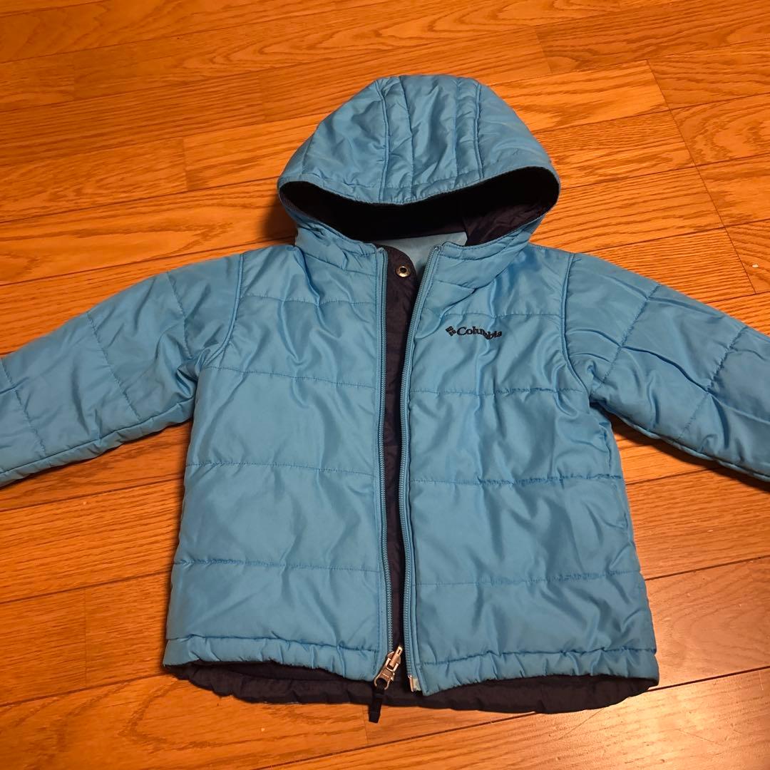 美品☆Columbia 子ども用スキーウェアセット 水色サイズ100リバーシブル