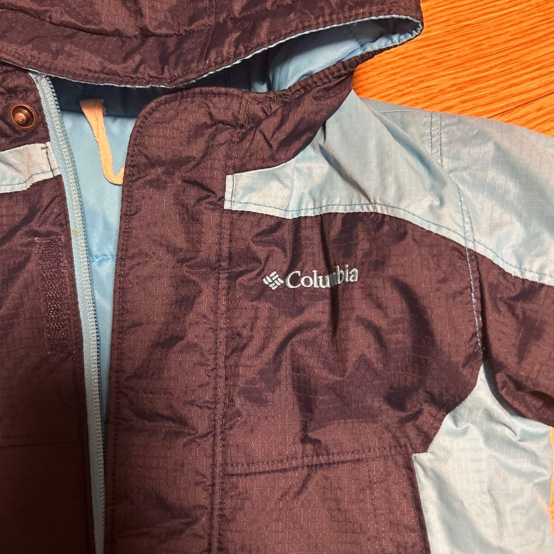 美品☆Columbia 子ども用スキーウェアセット 水色サイズ100リバーシブル