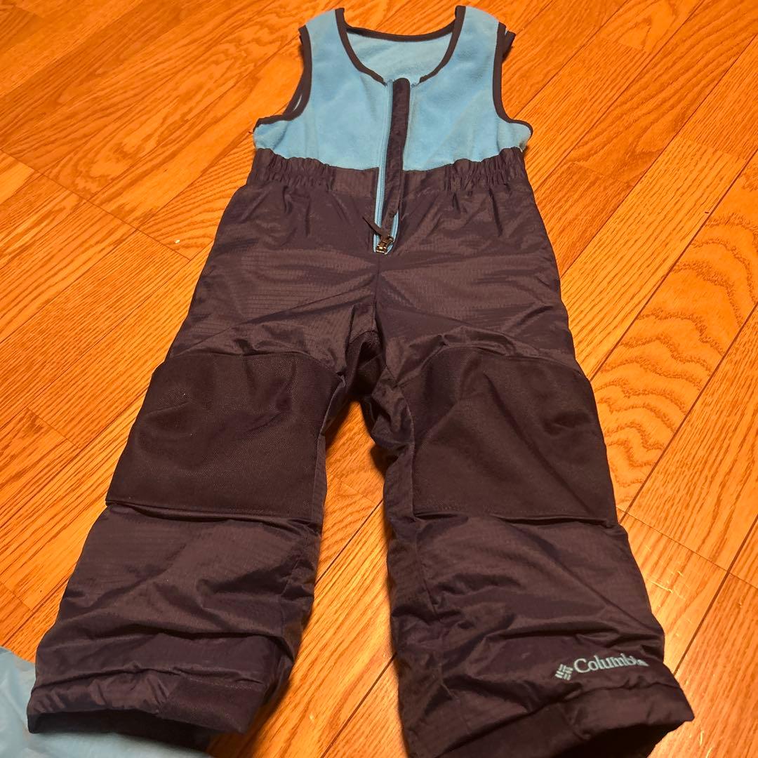 美品☆Columbia 子ども用スキーウェアセット 水色サイズ100リバーシブル