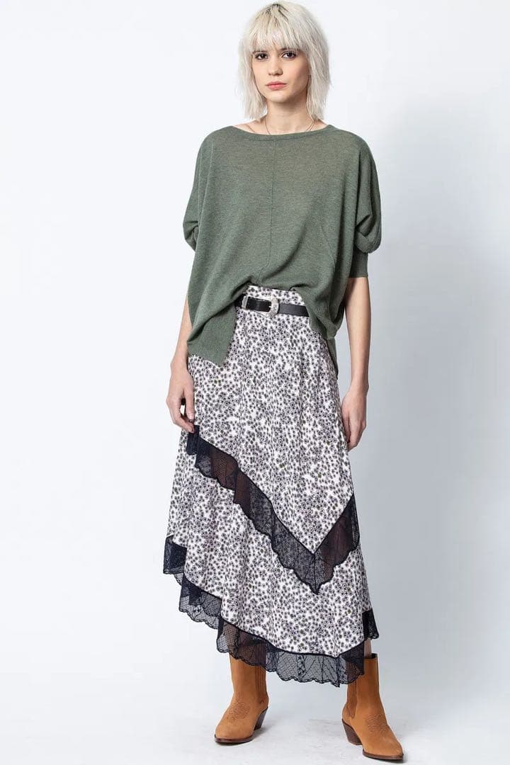 【美品】ZADIG&VOLTAIREジュリエットプリントロングスカート花柄レース