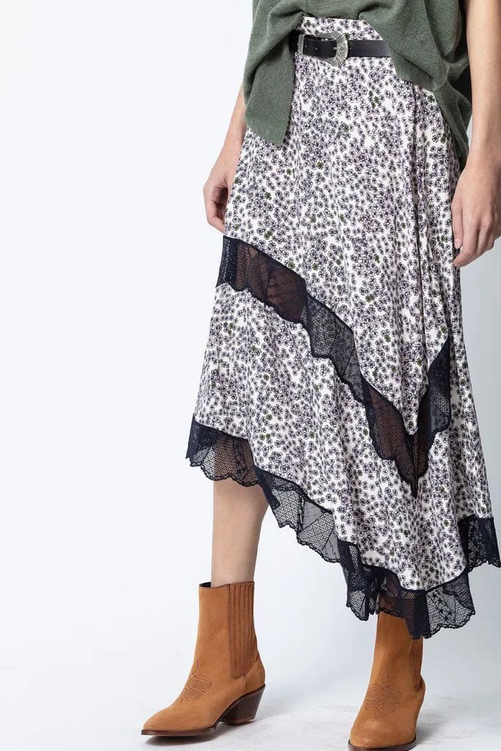 【美品】ZADIG&VOLTAIREジュリエットプリントロングスカート花柄レース