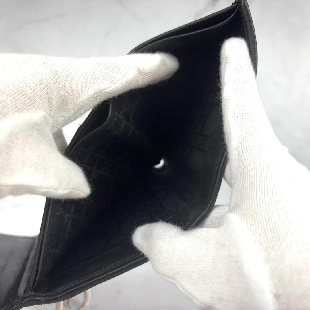 【金具チャーム】Dior⭐ディオール【カナージュ】ロータスウォレット⭐折り財布