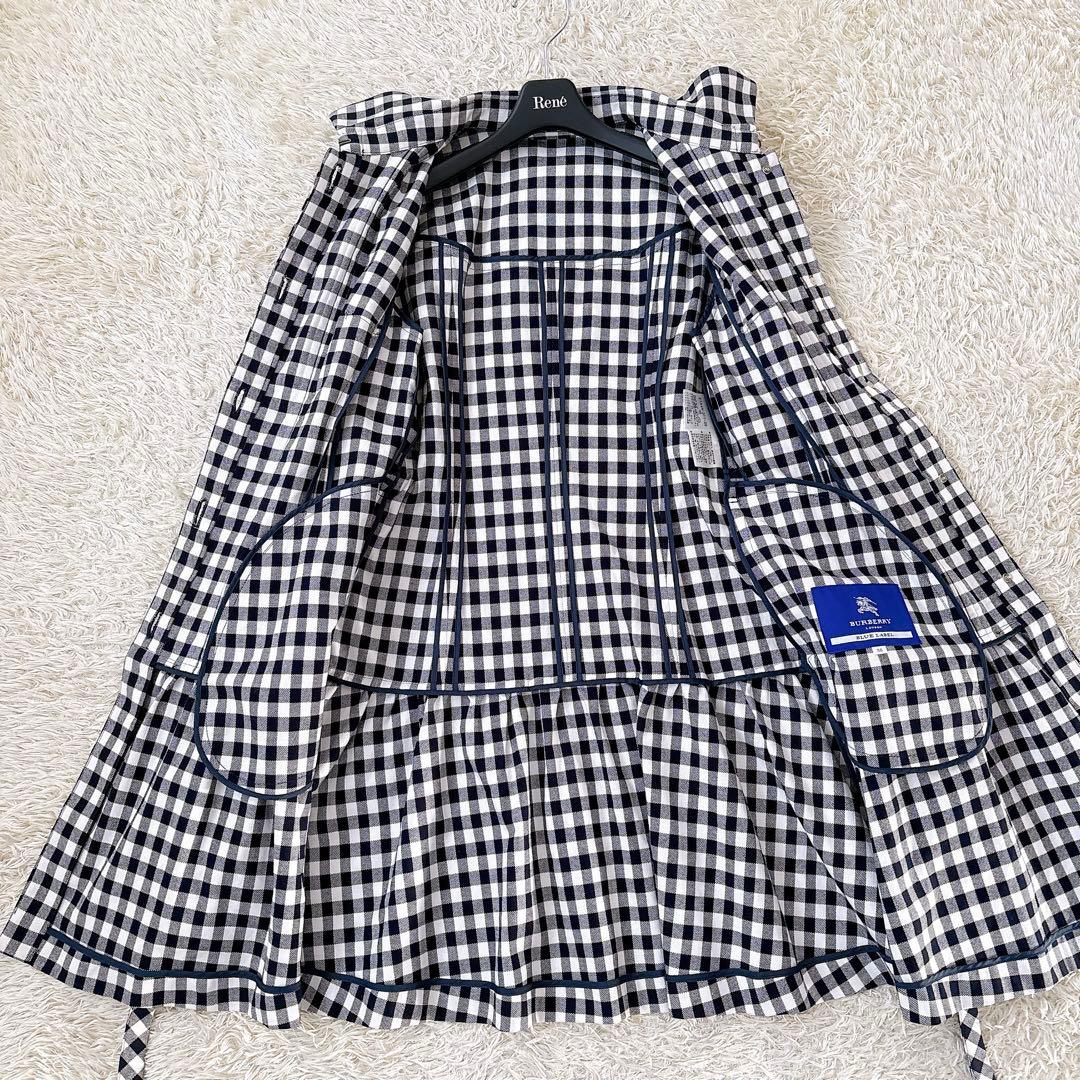 良品✨バーバリーブルーレーベル ギンガムチェックワンピース リボンベルト フリル