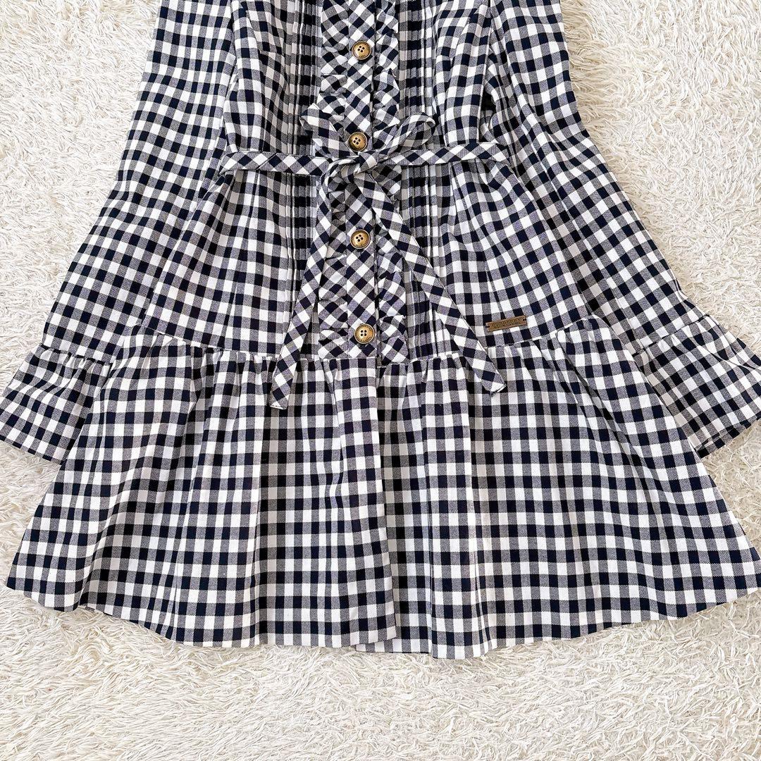 良品✨バーバリーブルーレーベル ギンガムチェックワンピース リボンベルト フリル