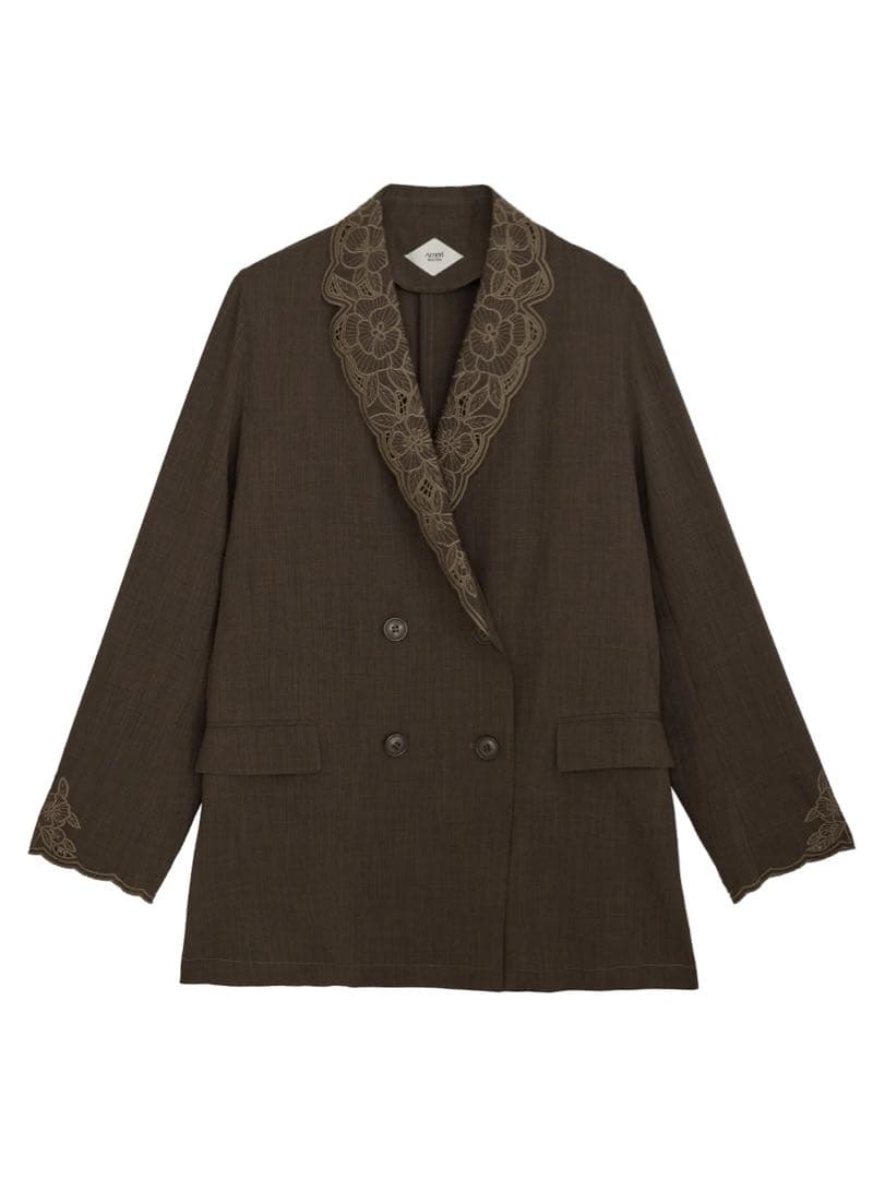 ジャケット・アウター MEDI LACE EMBROIDERY COLLAR JACKET