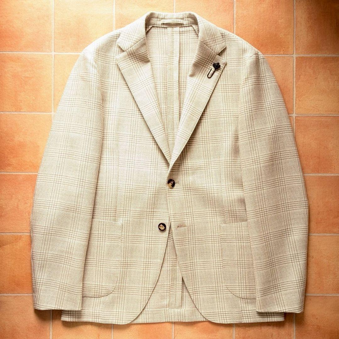 LARDINI IZUMO シャツジャケット ベージュ グレンチェック 50