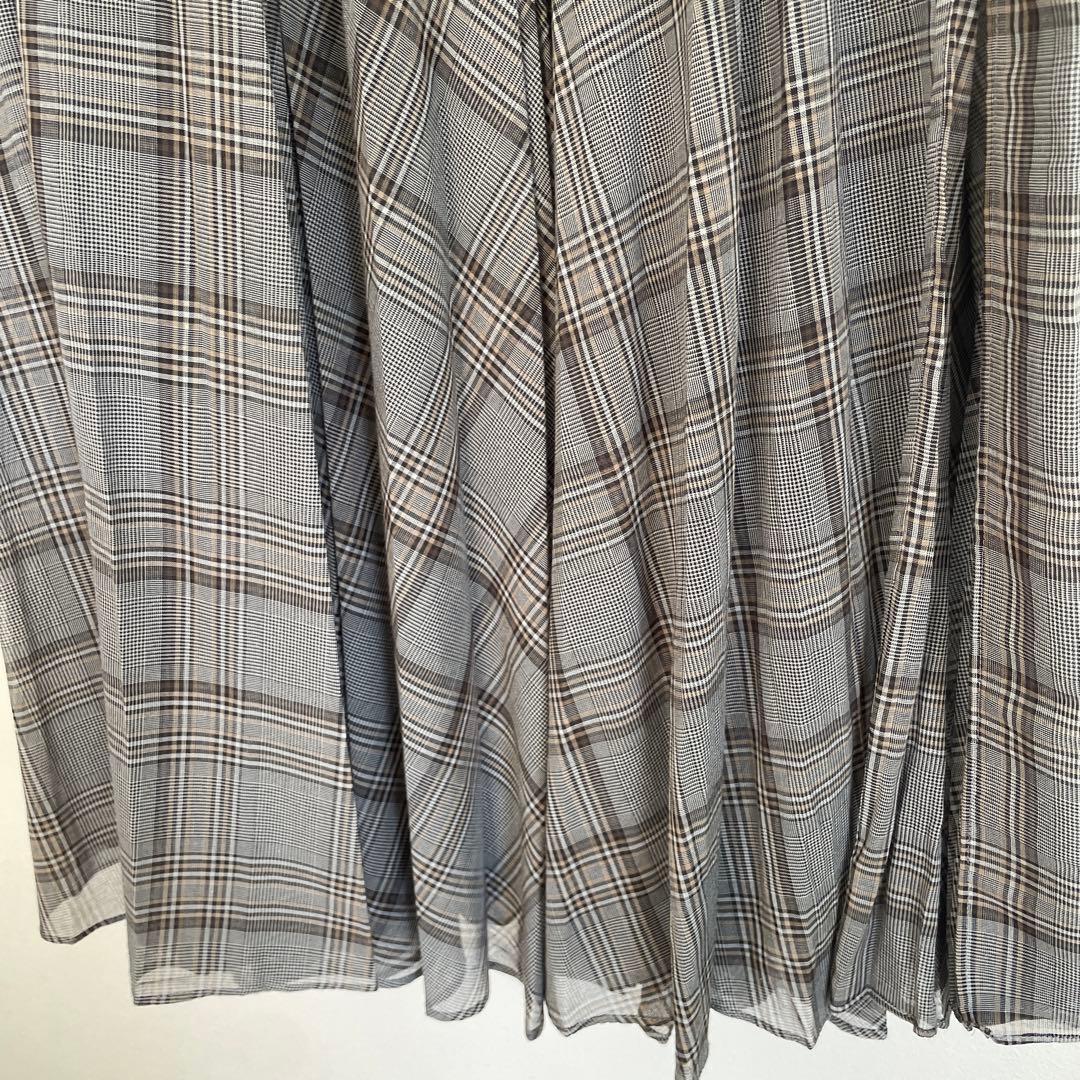 sacai22年ミックスチェックプリーツスカートグレードッキング1グレン