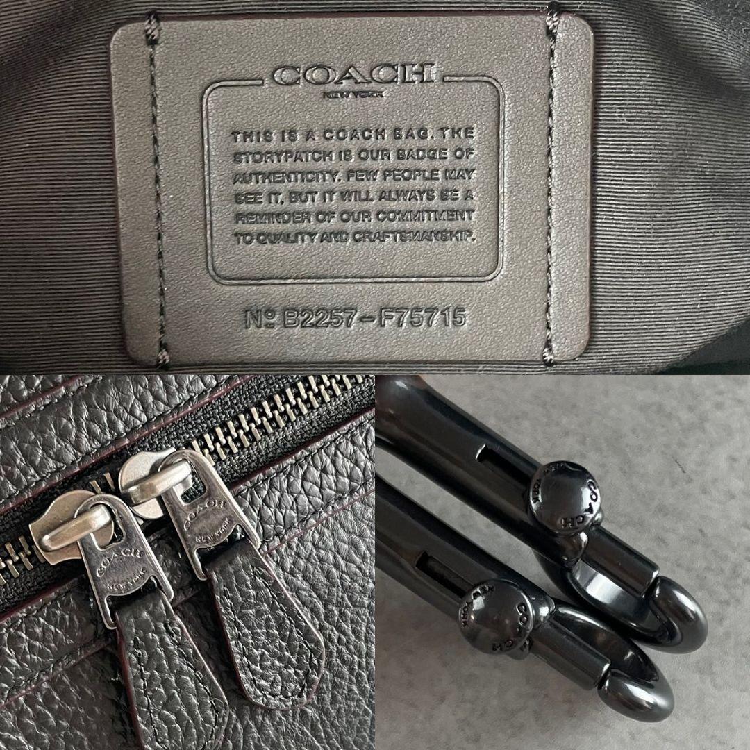 コーチ 黒 レザー ボストンバッグ 2way ショルダーストラップ
