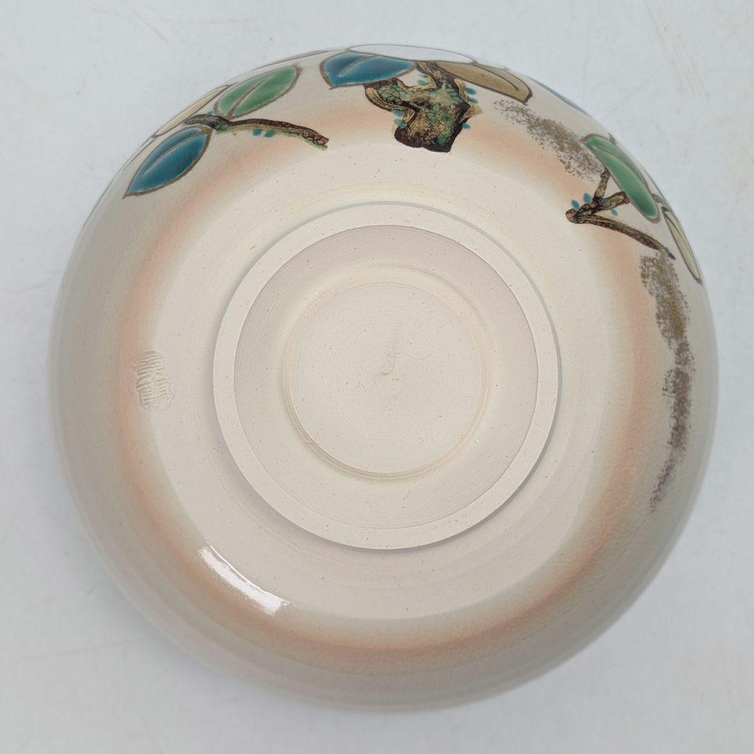 手塚景雲 京焼 色絵椿茶盌 共箱合布 清水焼 抹茶碗 抹茶茶碗 茶道具 茶器