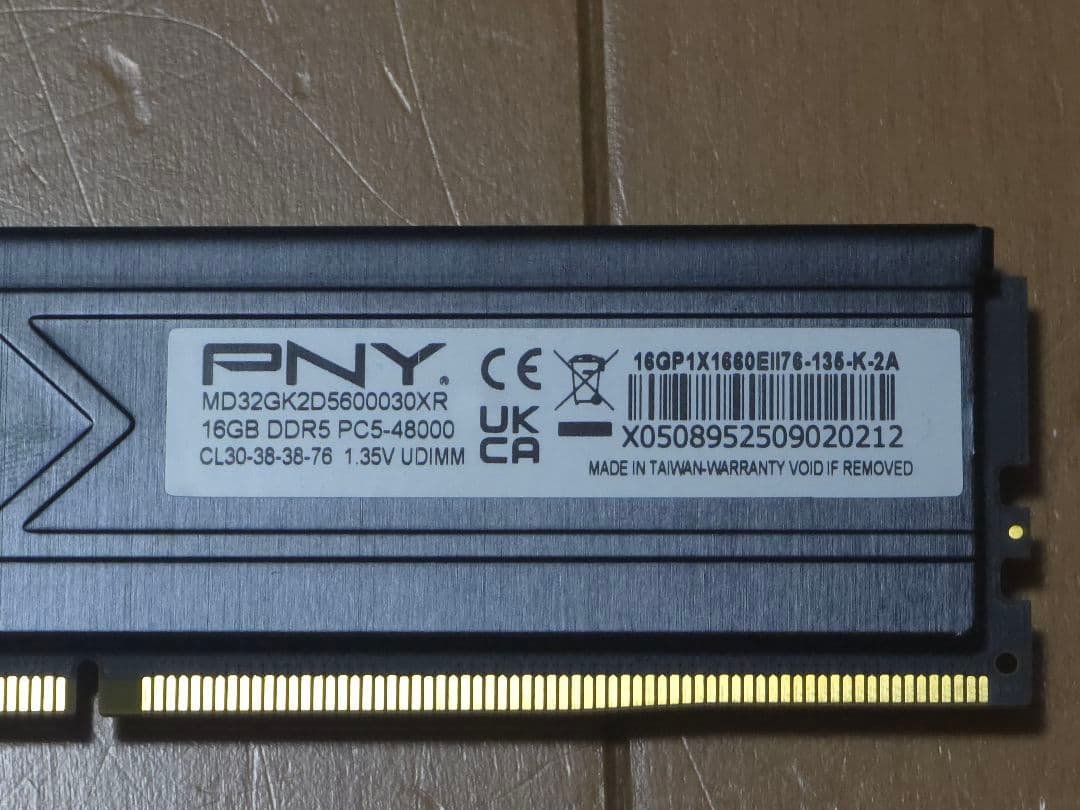 ​【1枚正常】PNY XLR8 DDR5-6000 CL30 16GB×2