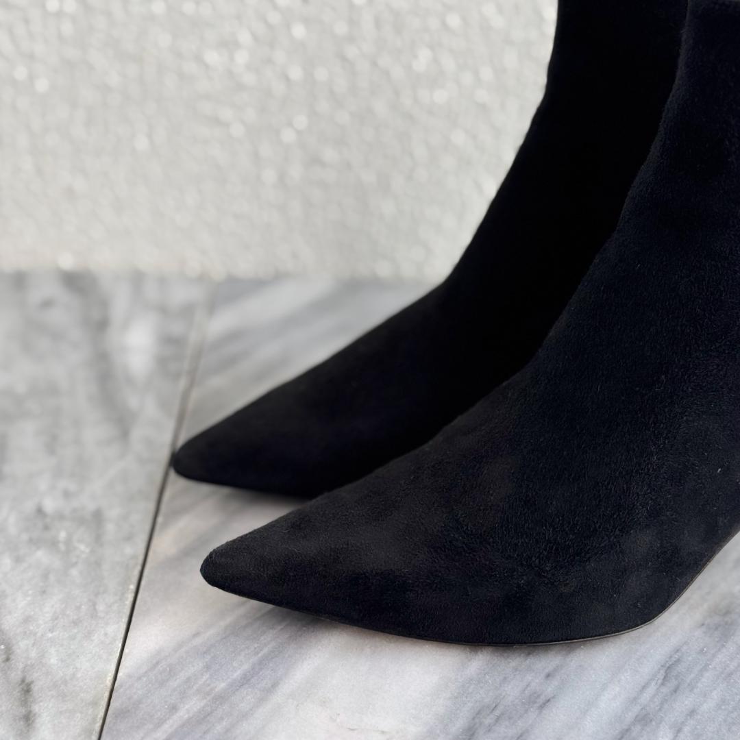 CELINE セリーヌ サイドゴアショートブーツ ブラック スウェード37.5